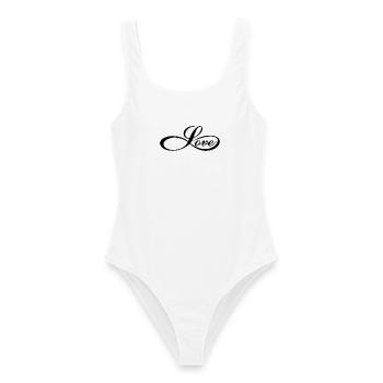 Infinity love forever unendliche Liebe Zeichen - Frauen Badeanzug - Weiß - Vorne - AI Model Female 172 dark (172cm)