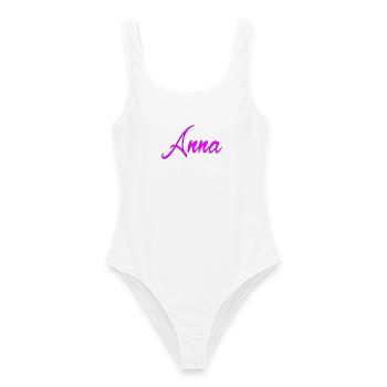 Anna Neon Schrift - Frauen Badeanzug - Weiß - Vorne - AI Model Female 172 dark (172cm)