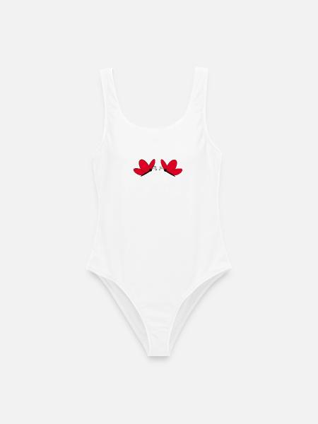 Rote Schmetterlinge Geschenk für sie - Frauen Badeanzug - Weiß