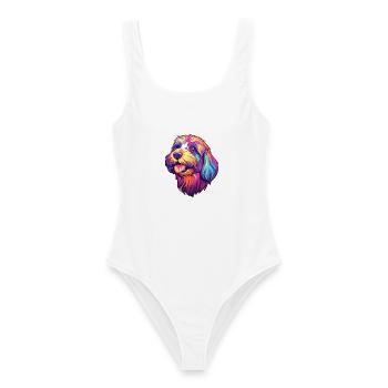 Tibet Terrier Hunderasse Cartoon Kawaii Illustrat - Frauen Badeanzug - Weiß - Vorne - AI Model Female 172 dark (172cm)