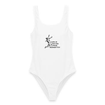 Badminton Badmintonspieler - Frauen Badeanzug - Weiß - Vorne - AI Model Female 172 dark (172cm)