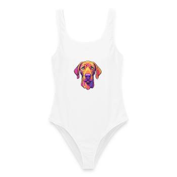 Rhodesian Ridgeback Hunderasse Cartoon Kawaii Illus - Frauen Badeanzug - Weiß - Vorne - AI Model Female 172 dark (172cm)