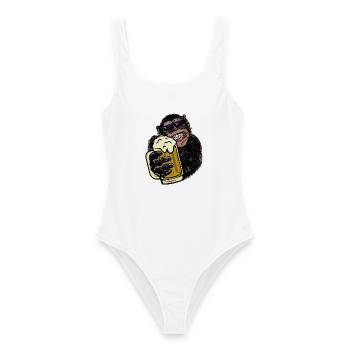 Affe mit Bier Biertrinkershirt Geschenk - Frauen Badeanzug - Weiß - Vorne - AI Model Female 172 dark (172cm)