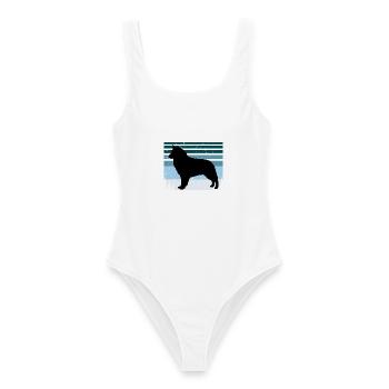 Böhmischer Schäferhund Liebe Silhouette Retro Sonnenuntergang - Frauen Badeanzug - Weiß - Vorne - AI Model Female 172 dark (172cm)