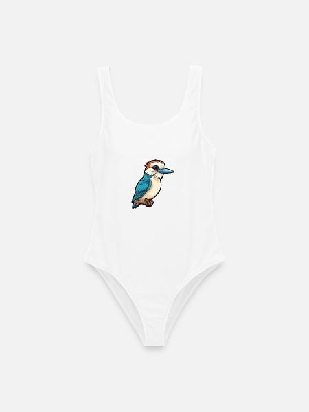 Kookaburra Cartoon Kawaii Aquarell Illustration - Frauen Badeanzug - Weiß