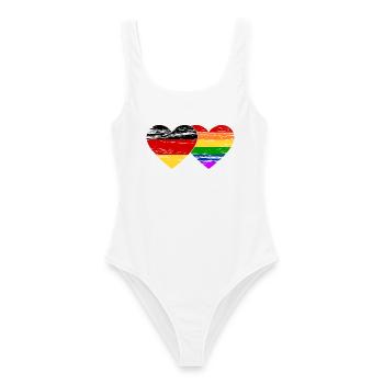Deutschland Regenbogen Flagge used - Frauen Badeanzug - Weiß - Vorne - AI Model Female 172 dark (172cm)
