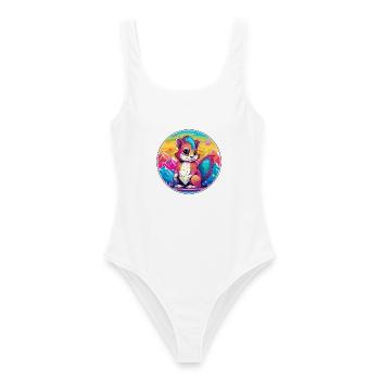 Eichhörnchen Aquarell Karikatur Kawaii Haustier Tier Colo - Frauen Badeanzug - Weiß - Vorne - AI Model Female 172 dark (172cm)