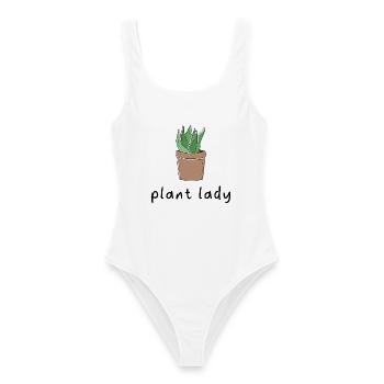 Plant Lady. - Frauen Badeanzug - Weiß - Vorne - AI Model Female 172 dark (172cm)