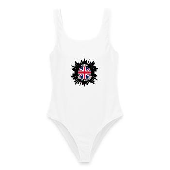 Luton Skyline UK Flagge Reise-Souvenir - Frauen Badeanzug - Weiß - Vorne - AI Model Female 172 dark (172cm)