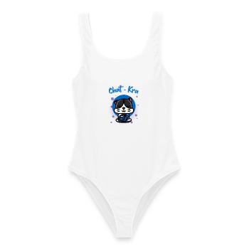 Humor Katze Yoga Zen Meditation Chakra - Frauen Badeanzug - Weiß - Vorne - AI Model Female 172 dark (172cm)