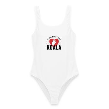 Ich mag KOALA einfach sehr - Frauen Badeanzug - Weiß - Vorne - AI Model Female 172 dark (172cm)