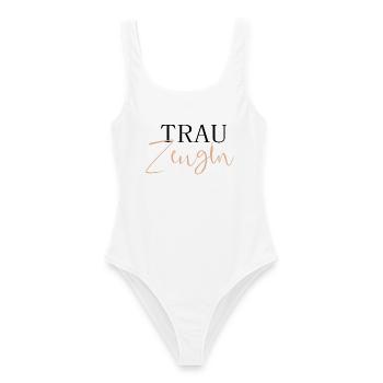 Trauzeugin - Frauen Badeanzug - Weiß - Vorne - AI Model Female 172 dark (172cm)