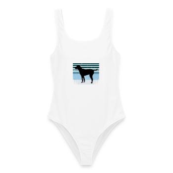 Schwarze und hellbraune Virginia Foxhound Hund Silhouette - Frauen Badeanzug - Weiß - Vorne - AI Model Female 172 dark (172cm)
