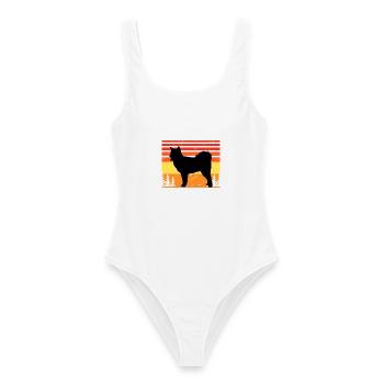 Kanadischer Eskimo Hund Liebe Silhouette Vintage Sonnenuntergang - Frauen Badeanzug - Weiß - Vorne - AI Model Female 172 dark (172cm)