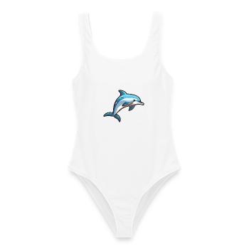 Gemeiner Delfin Cartoon Kawaii Illustration - Frauen Badeanzug - Weiß - Vorne - AI Model Female 172 dark (172cm)