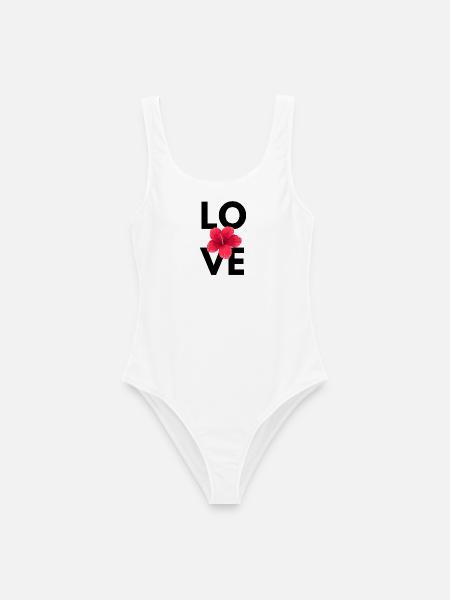 Love Flower T-Shirt - Frauen Badeanzug - Weiß