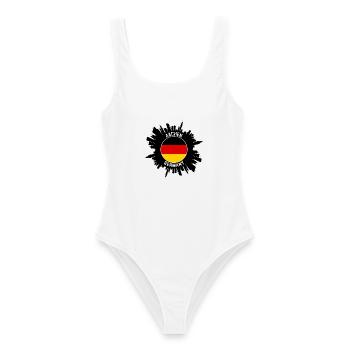 Aachen Skyline Deutschland Flagge Reise-Souvenir - Frauen Badeanzug - Weiß - Vorne - AI Model Female 172 dark (172cm)