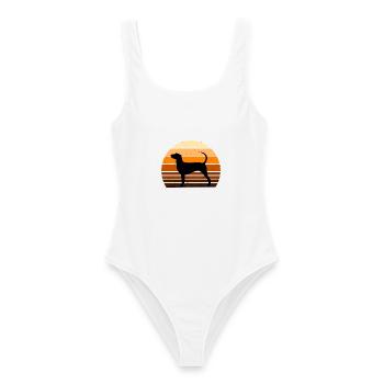 Dunker Hund Liebhaber Silhouette Vintage Sonnenuntergang - Frauen Badeanzug - Weiß - Vorne - AI Model Female 172 dark (172cm)