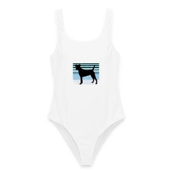 Chilenischer Foxterrier Hund Silhouette Retro Sonnenuntergang - Frauen Badeanzug - Weiß - Vorne - AI Model Female 172 dark (172cm)