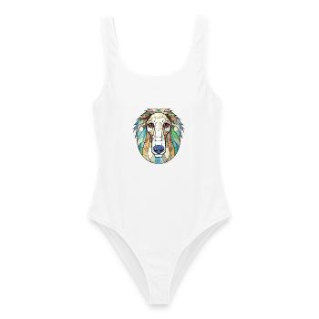 Russischer Barsoi-Hund Buntes Aquarell Tier Haustier - Frauen Badeanzug - Weiß - Vorne - AI Model Female 172 dark (172cm)