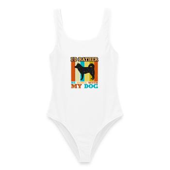 Alaskan Klee Kai Hundeliebhaber Silhouette Retro Sonnenuntergang - Frauen Badeanzug - Weiß - Vorne - AI Model Female 172 dark (172cm)
