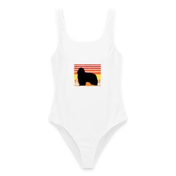 Bärtiger Collie Hundeliebhaber Silhouette Vintage Sonnenuntergang - Frauen Badeanzug - Weiß - Vorne - AI Model Female 172 dark (172cm)