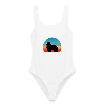 Bärtiger Collie Hundeliebhaber Silhouette Vintage Sonnenuntergang - Frauen Badeanzug - Weiß - Vorne - AI Model Female 172 dark (172cm)