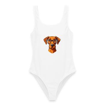Rhodesian Ridgeback Hunderasse Aquarell Karikatur K - Frauen Badeanzug - Weiß - Vorne - AI Model Female 172 dark (172cm)