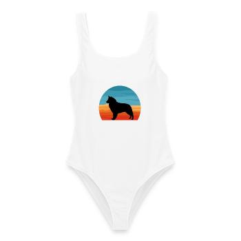 Böhmischer Schäferhund Liebe Silhouette Retro Sonnenuntergang - Frauen Badeanzug - Weiß - Vorne - AI Model Female 172 dark (172cm)