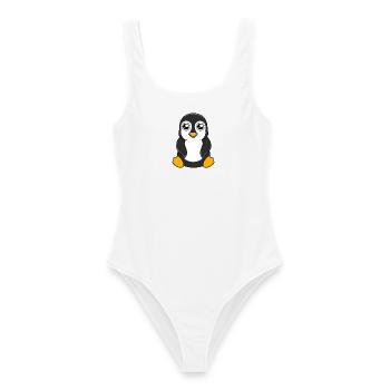 Pinguin - Frauen Badeanzug - Weiß - Vorne - AI Model Female 172 dark (172cm)