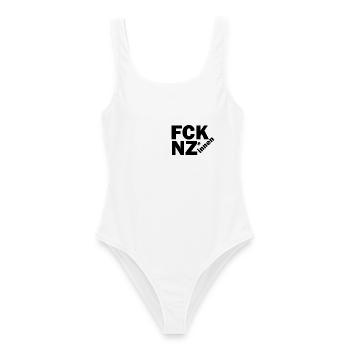 FCK NZ*innen - Frauen Badeanzug - Weiß - Vorne - AI Model Female 172 dark (172cm)