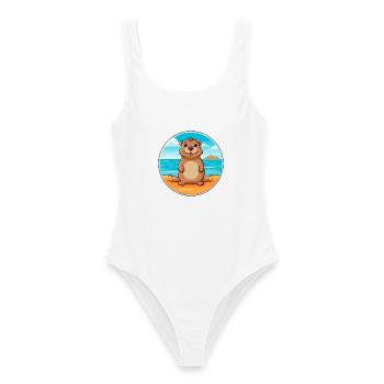 Gopher Aquarell Cartoon Kawaii Clipart Tier - Frauen Badeanzug - Weiß - Vorne - AI Model Female 172 dark (172cm)