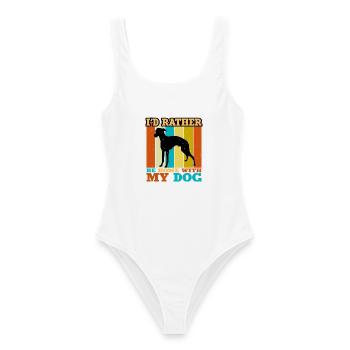 Rampur Greyhound Hund Liebhaber Silhouette Retro Sonnenuntergang - Frauen Badeanzug - Weiß - Vorne - AI Model Female 172 dark (172cm)