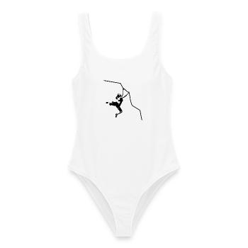 Kletterin am Fels - Frauen Badeanzug - Weiß - Vorne - AI Model Female 172 dark (172cm)