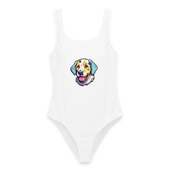 Akbash Hunderasse Aquarell Karikatur Kawaii Colorfu - Frauen Badeanzug - Weiß - Vorne - AI Model Female 172 dark (172cm)