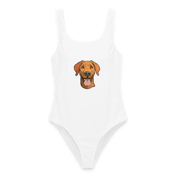 Rhodesian Ridgeback Hunderasse Aquarell Karikatur K - Frauen Badeanzug - Weiß - Vorne - AI Model Female 172 dark (172cm)