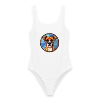 Boxer Hunderasse Aquarellglas - Frauen Badeanzug - Weiß - Vorne - AI Model Female 172 dark (172cm)