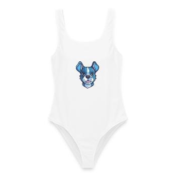 Blauer Paul Terrier Hunderasse Cartoon Kawaii Illustration - Frauen Badeanzug - Weiß - Vorne - AI Model Female 172 dark (172cm)