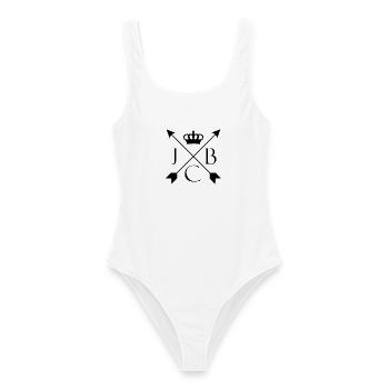 King Jacob Big Logo Krone und Pfeile schwarz - Frauen Badeanzug - Weiß - Vorne - AI Model Female 172 dark (172cm)