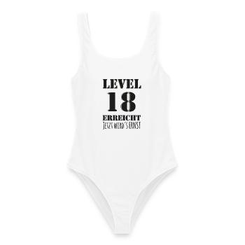 LEVEL 18 ERREICHT - Black Edition 18. Geburtstag - Frauen Badeanzug - Weiß - Vorne - AI Model Female 172 dark (172cm)