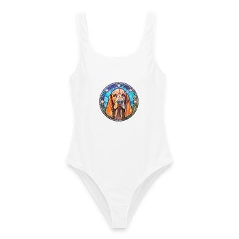 Bluthund Hund Rasse Buntes Glas Buntes Wasser - Frauen Badeanzug - Weiß - Vorne - AI Model Female 172 dark (172cm)
