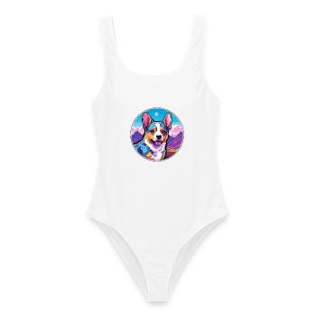 Texas Heeler Hunderasse Cartoon Kawaii Aquarell - Frauen Badeanzug - Weiß - Vorne - AI Model Female 172 dark (172cm)
