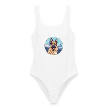 Karst Schäferhund Rasse Cartoon Kawaii Aquarell - Frauen Badeanzug - Weiß - Vorne - AI Model Female 172 dark (172cm)