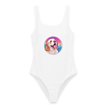 Clumber Spaniel Hund Rasse Cartoon Kawaii Watercolo - Frauen Badeanzug - Weiß - Vorne - AI Model Female 172 dark (172cm)