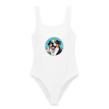 Dunker Hunderasse Cartoon Kawaii Aquarell - Frauen Badeanzug - Weiß - Vorne - AI Model Female 172 dark (172cm)