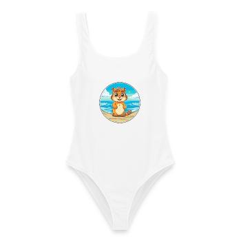 Streifenhörnchen Aquarell Cartoon Kawaii Clipart Tier - Frauen Badeanzug - Weiß - Vorne - AI Model Female 172 dark (172cm)
