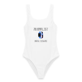 Minimalistische digitale Eleganz - Frauen Badeanzug - Weiß - Vorne - AI Model Female 172 dark (172cm)