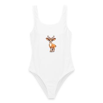 Antilope Niedliche Karikatur Kawaii Aquarell Tier Haustier - Frauen Badeanzug - Weiß - Vorne - AI Model Female 172 dark (172cm)