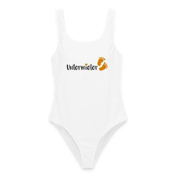 Untermieter im Babybauch Schwangerschaft Geschenk - Frauen Badeanzug - Weiß - Vorne - AI Model Female 172 dark (172cm)