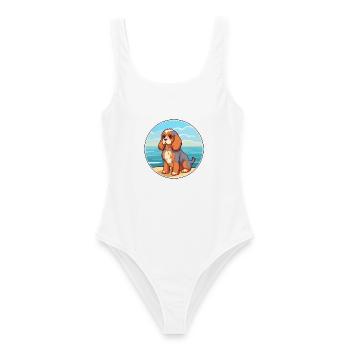 Englisch Spielzeug Spaniel Hund Rasse Cartoon Kawaii Hund - Frauen Badeanzug - Weiß - Vorne - AI Model Female 172 dark (172cm)